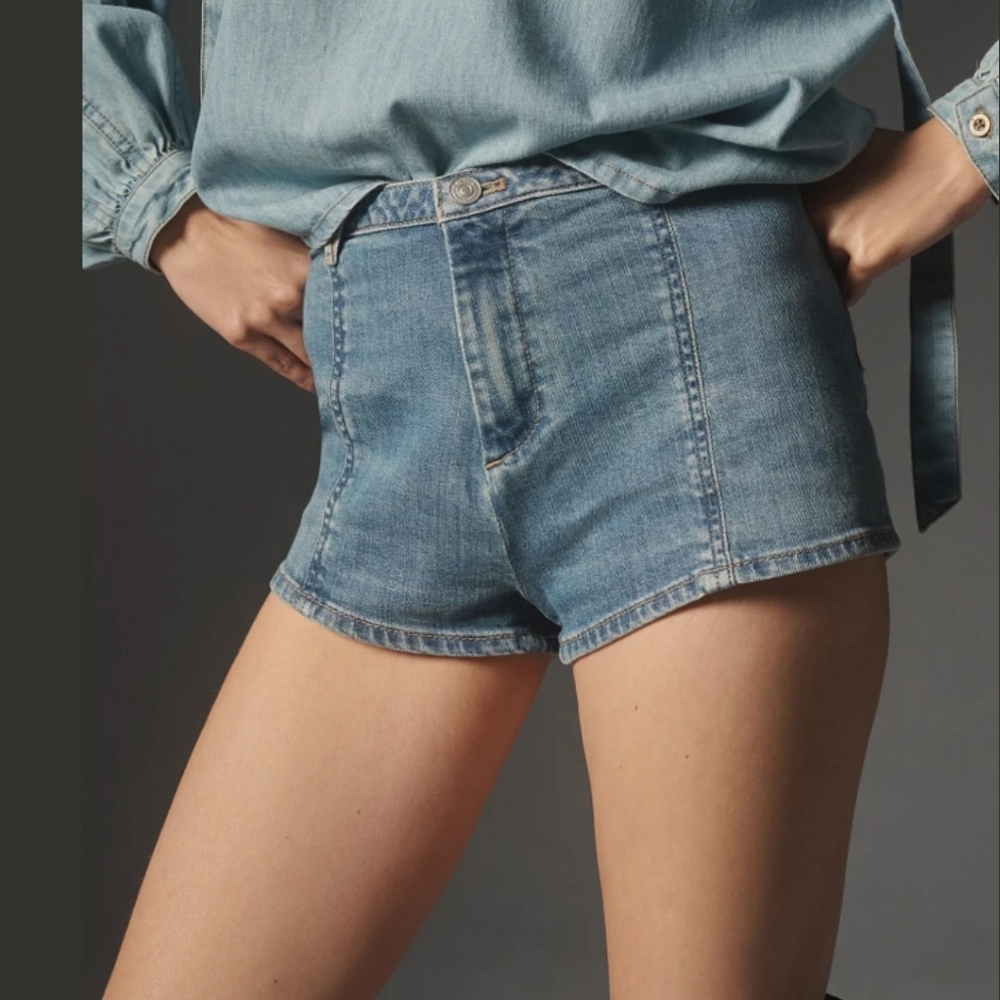 ​NWT Anthropologie Pilcro Low Rise Micro Denim Shorts Blue 27